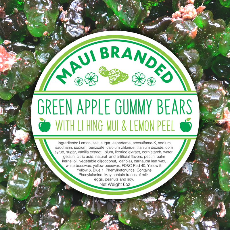 Green Apple Gummy Bears w/ Lihing-Lemon Peel 6oz.