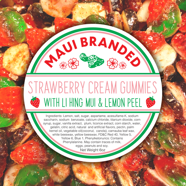 Strawberry Cream Gummies w/ Lihing-Lemon Peel 6oz.