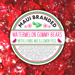 Watermelon Gummy Bears w/ Lihing-Lemon Peel 6oz.